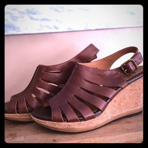 Clark’s indigo sandals leather wedge platform